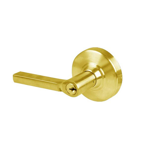 T381PD-LAT-605 Falcon T Series Cylindrical Classroom Security Lock with Latitude Lever Style in Bright Brass Finish