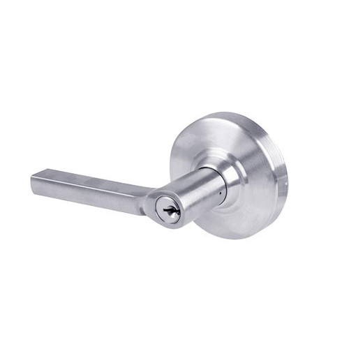 T411LD-LAT-625 Falcon T Series Cylindrical Asylum Lock with Latitude Lever Style Less Cylinder in Bright Chrome Finish