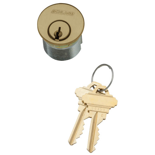 30-021-S135-138-609 Schlage 1-3/8 In Mortise Cylinder 6-pin, S135 Keyway in Antique Brass