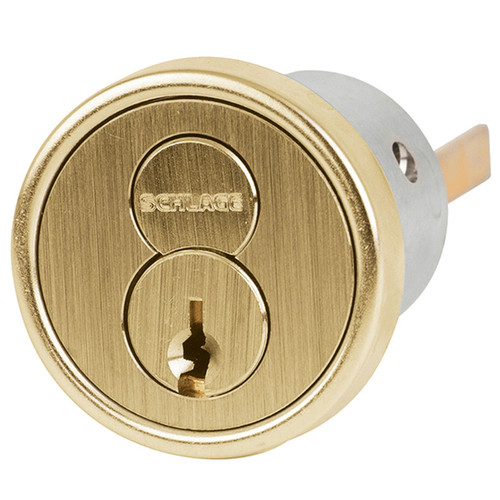 20-057-C125-606 Schlage FSIC Rim Cylinder 6-pin, C125 Keyway in Satin Brass