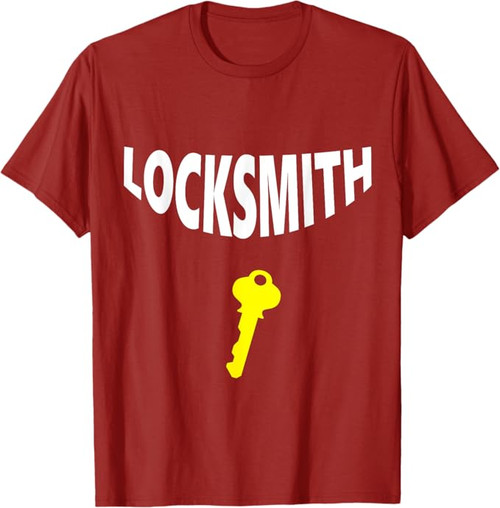 Locksmith and key design t shirt in red