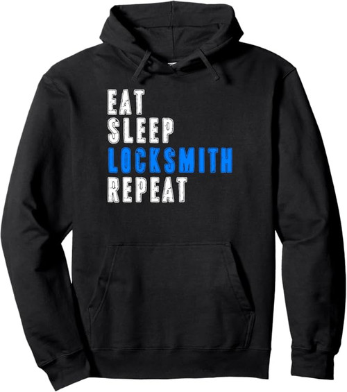 Eat, Sleep, locksmith, repeat hoodie in black