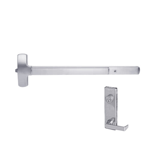 RXMEL25-R-L-NL-DANE-US26-4-RHR Falcon 25 Series Request to Exit Rim Exit Device with 510L-NL Dane Lever Night Latch Trim in Polished Chrome