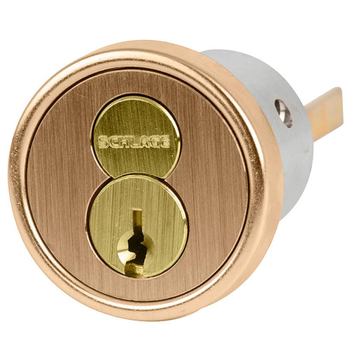 30-138-C145-612 Schlage 1-1/2 In FSIC Mortise 6-pin Cylinder, C145 Keyway in Satin Bronze
