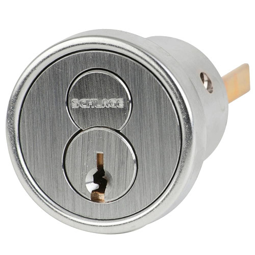 30-008-E-626 Schlage 1-1/2 In FSIC Mortise 6-pin Cylinder, E Keyway in Satin Chrome