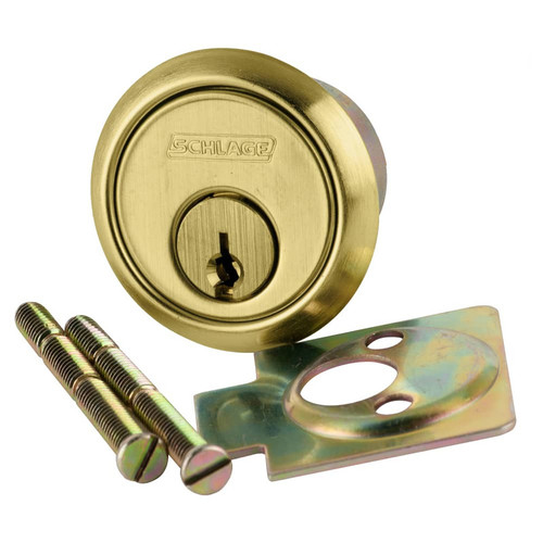 20-021-G-606 Schlage 6-pin Rim Cylinder, G Keyway in Satin Brass