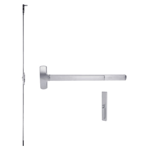 RXMELF-25-C-TP-BE-US32-4 Falcon 25 Series Request to Exit Fire Rated Concealed Vertical Rod Devices 512TP-BE Thumbpiece Trim with Blank Escutcheon in Polished Stainless Steel