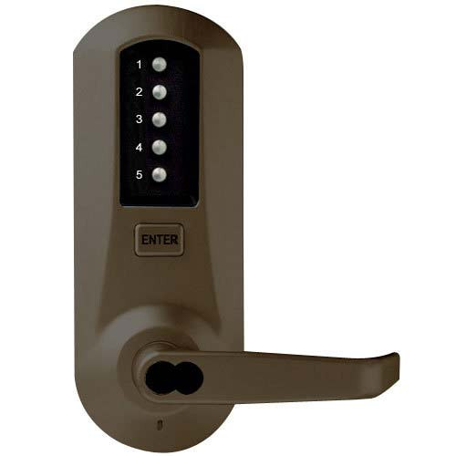 Simplex Pushbutton Exit Trim in Oil-rubbed Bronze with Brass Accents Finish