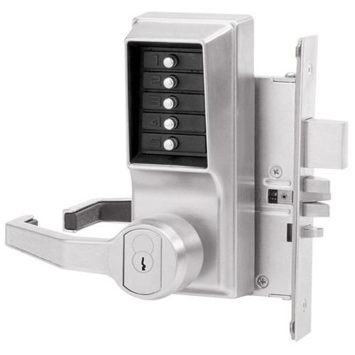 Simplex Pushbutton Lock in Satin Chrome Finish Simplex Pushbutton Lock in Satin Chrome Finish