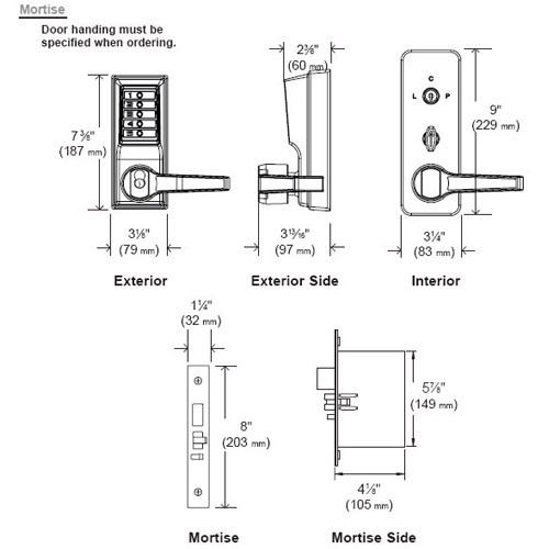 Simplex Pushbutton Mortise Lock with Lever
