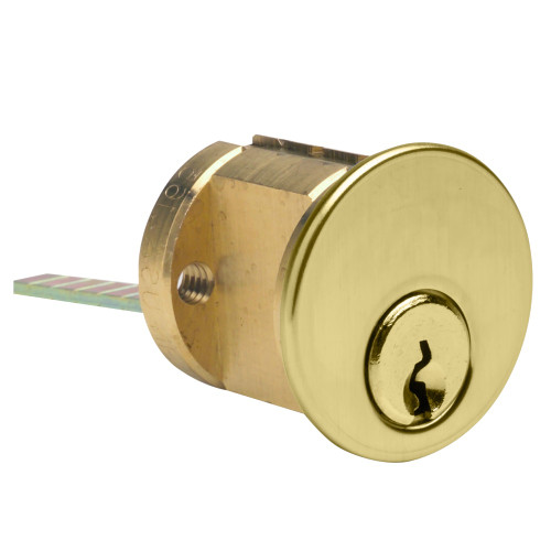 7075SC10-04-KD Ilco 5-Pin Rim Cylinder Schlage C Keyway in Satin Brass - Kaba Ilco
