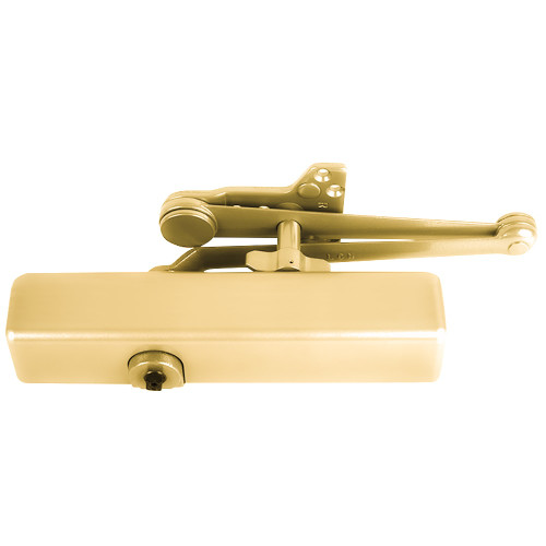 LCN 1461 with Hold Open Arm Full Cover in Bright Brass