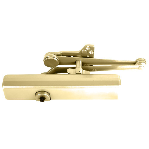 LCN 1461 with Hold Open Cushion Arm with Door Stop in Bright Brass