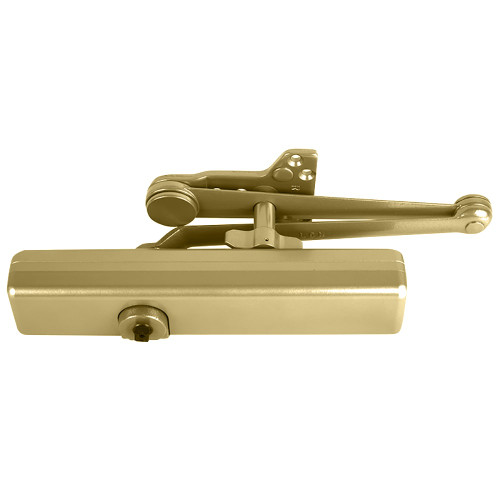 LCN 1461 with Hold Open Cushion Arm with Door Stop in Bright Brass