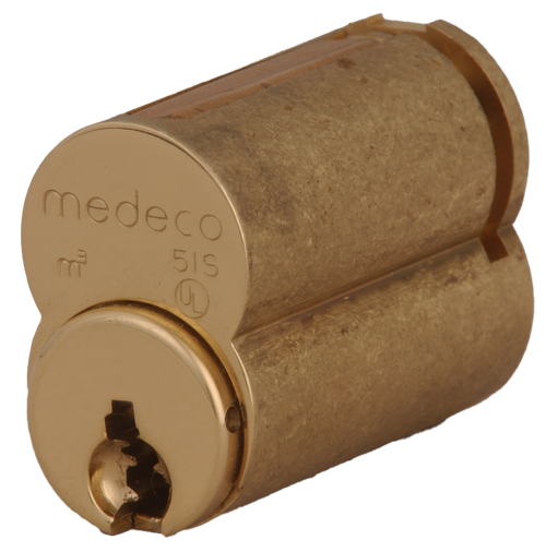 320101T-05-DLN Medeco Medeco3 5-Pin LFIC Core DL Keyway Uncombinated in Bright Brass