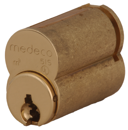 320201T-05-DLQ Medeco Medeco3 6-Pin LFIC Core DL Keyway Uncombinated in Bright Brass