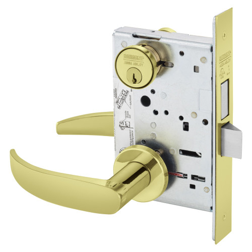 8226-LNP-3 Sargent 8200 Series Mortise Lock in Bright Brass