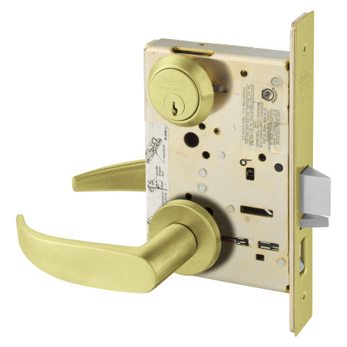 8255-LNP-4 Sargent 8200 Series Entry/Office Mortise Lock in Satin Brass