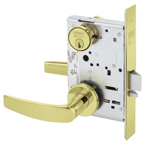 8217-LNB-3 Sargent 8200 Series Institution Mortise Lock in Bright Brass