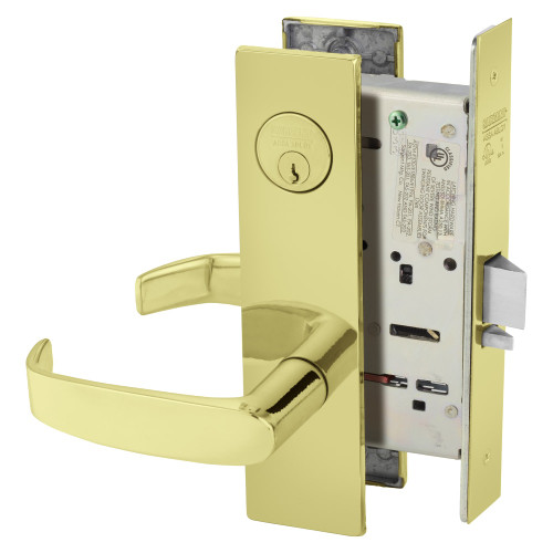 8205-LE1L-3 Sargent 8200 Series Entry/Office Mortise Lock in Bright Brass