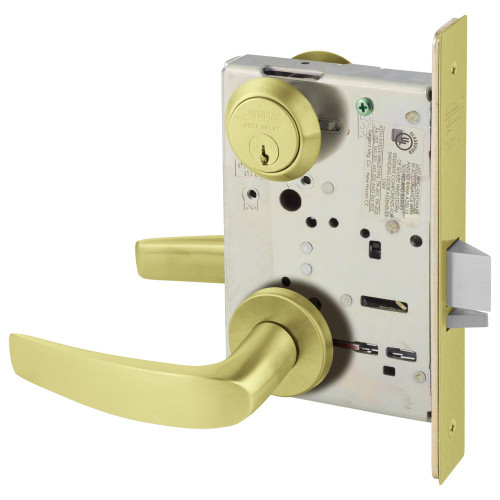 8238-LNB-4 Sargent 8200 Series Classroom Mortise Lock in Satin Brass