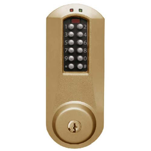 Eplex Pushbutton Lock in Dark Bronze with Brass Accents Finish Eplex Pushbutton Lock in Dark Bronze with Brass Accents Finish