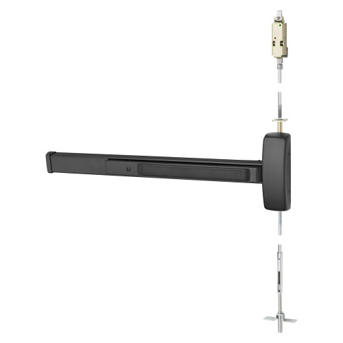 MD8640F-LHR-BSP Sargent Concealed Vertical Rod Exit Device in Black Suede