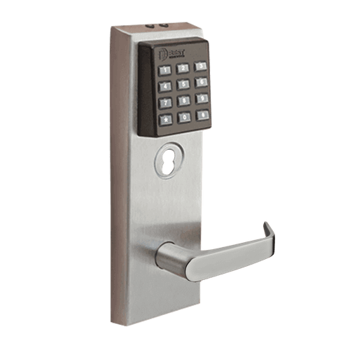 BEST 45HZ EZ-Series Keypad Electronic Mortise Lock, Contour Angle-Return Lever, Satin Chrome 626