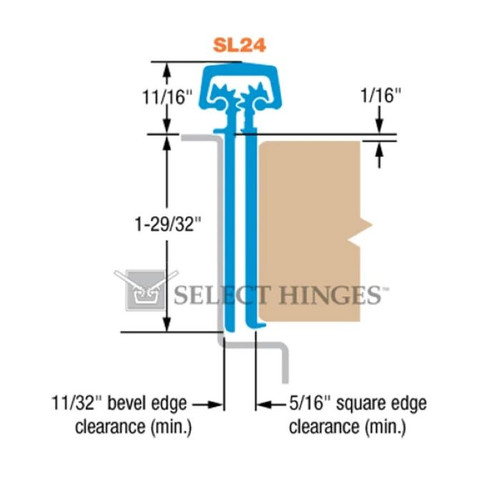 Select SL24 Concealed Geared Continuous Hinge, HD600, 83" Clear Aluminum