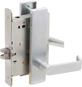 Schlage 09-451-06L-626 L Series lever trim set, 06 lever, L escutcheon, satin chrome