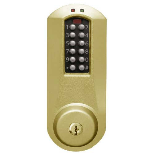 Eplex Pushbutton Lock in Satin Brass Finish Eplex Pushbutton Lock in Satin Brass Finish