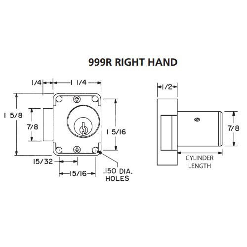 Olympus 999R-RH-KD-26D-1-3/8 N Series Right Handing Cabinet Door Latch Lock in Satin Chrome