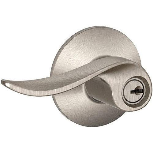 F51A-SAC-619 Schlage F Series - Sacramento Lever style with Keyed Entrance Lock Function in Satin Nickel