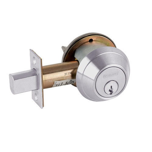 Schlage B660P-626 Grade 1 single-cylinder deadbolt in satin chrome, bolt and cylinder assembly