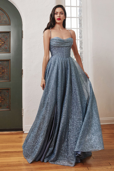 Sparkly Glitter Spaghetti Strap Ball Gown Prom Dress - Lunss