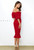 Skyla Shirred Midi Dress - RED