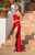 Satin High Slit Dress - Red