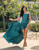 Satin High Slit Dress- Emerald