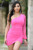 Clara One Sleeve Mini Dress- Hot Pink