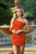 Rita One Sleeve Mini Dress - Burnt Orange
