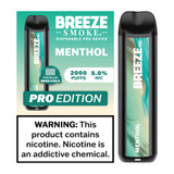 BREEZE SMOKE PRO 5% DISPOSABLE VAPE 6ML 2000 PUFFS- MENTHOL