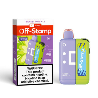 OFF STAMP X-CUBE 25,000 PUFFS 18ML DISPOSABLE VAPE - ROCKET POPSICLE