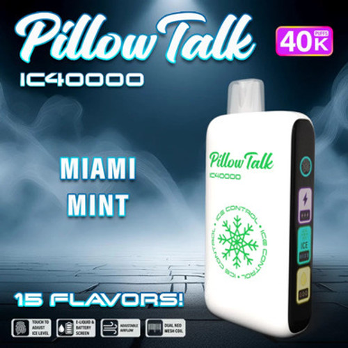 PILLOW TALK ICE CONTROL - 40K PUFFS - 5% NIC - 20ML - DISPLAY 5CT-miami mint