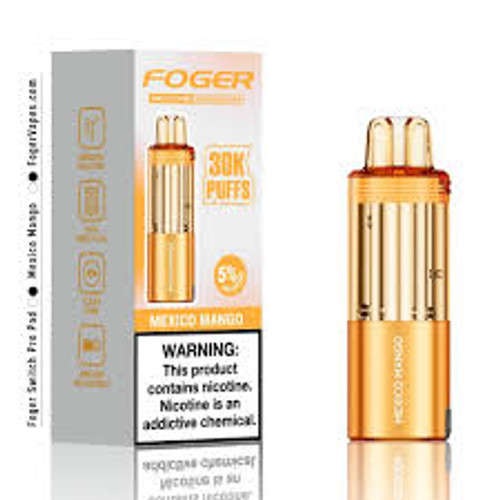 Foger Switch Pro Pod 30K Puffs Mexico Mango disposable vape with bright mango-inspired design.