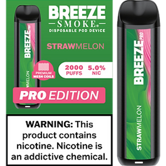 BREEZE SMOKE PRO 5% DISPOSABLE VAPE 6ML 2000 PUFFS (STRAWMELON - FLAVOR)