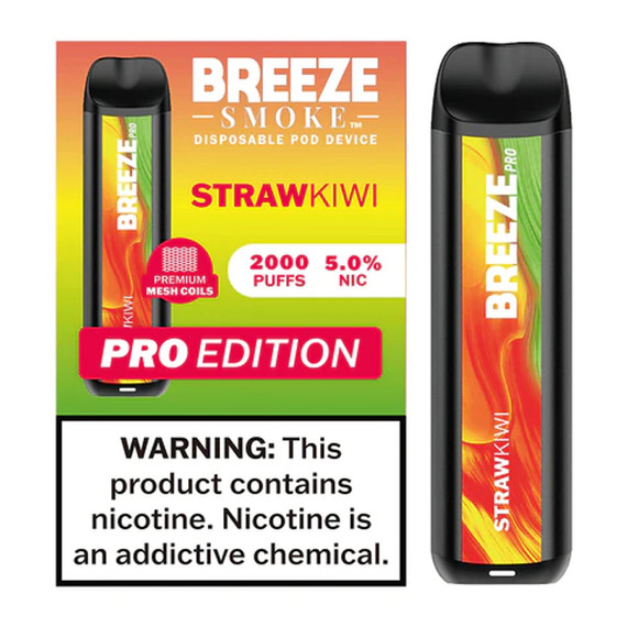 BREEZE SMOKE PRO 5% DISPOSABLE VAPE 6ML 2000 PUFFS (STRAWBERRY KIWI - FLAVOR)