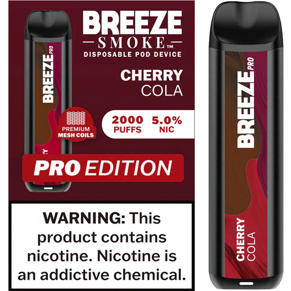 BREEZE SMOKE PRO 5% DISPOSABLE VAPE 6ML 2000 PUFFS (CHERRY COLA - FLAVOR)