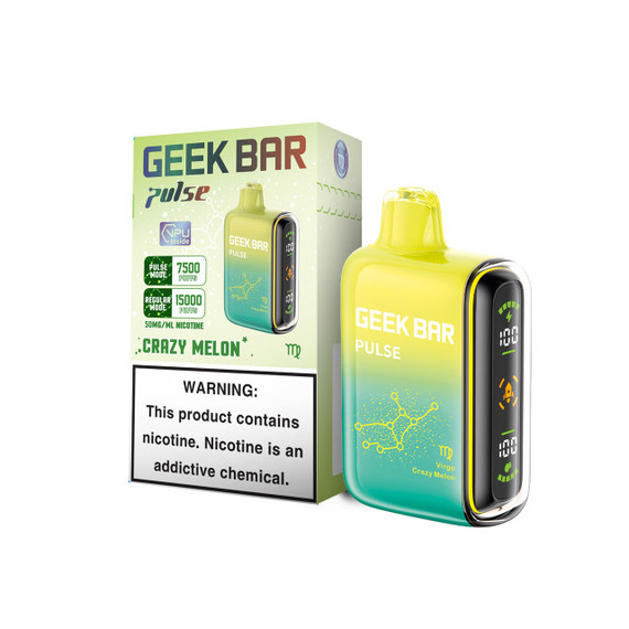 GEEK BAR PULSE 16ML 15000 PUFFS RECHARGEABLE DISPOSABLE VAPE (CRAZY MELON - FLAVOR)