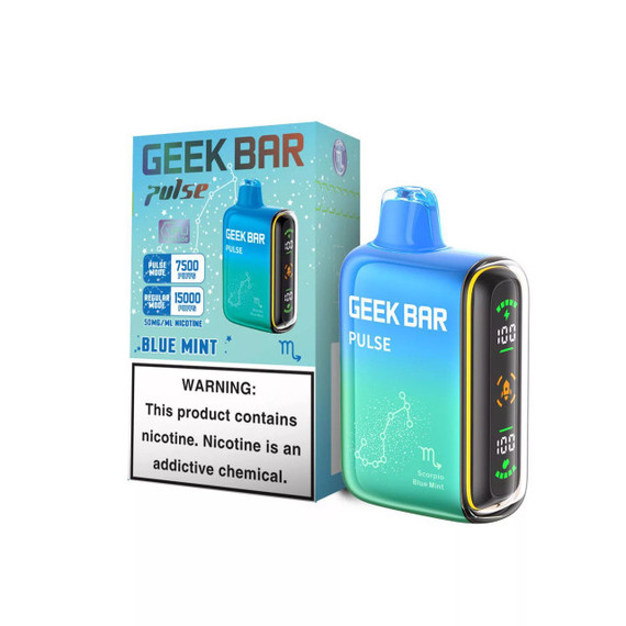 GEEK BAR PULSE 16ML 15000 PUFFS RECHARGEABLE DISPOSABLE VAPE (BLUE MINT - FLAVOR)