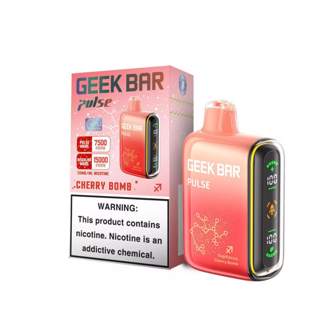 GEEK BAR PULSE 16ML 15000 PUFFS RECHARGEABLE DISPOSABLE VAPE (CHERRY BOMB - FLAVOR)